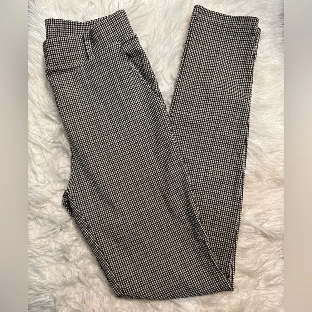 Black White Checkered Plaid High Waisted Skinny Pants Work Office Small